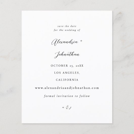 Budget Modern Elegant Photo Save the Date (Achterkant)