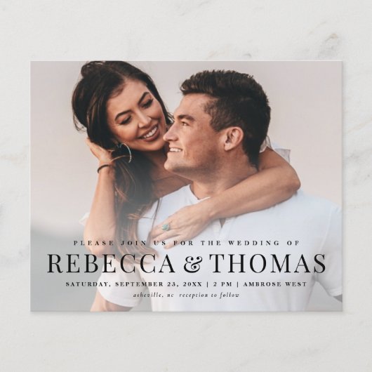 Budget Modern Elegant Photo Wedding Invitation (Voorkant)