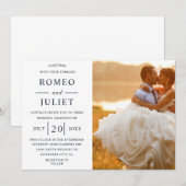 Budget Modern Elegant Photo Wedding Invitation Kaart (Voorkant / Achterkant)
