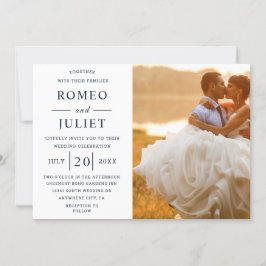 Budget Modern Elegant Photo Wedding Invitation Kaart