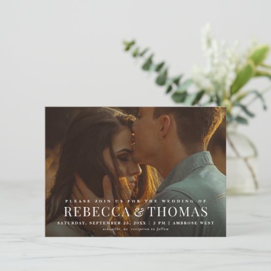 Budget Modern Elegant Photo Wedding Kaart (Staand voorkant)