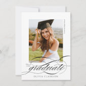 Budget Modern Elegant Script Photo Afstuderen Aankondiging (Voorkant)