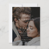 Budget Modern Elegant Script QR Code Foto Bruiloft Kaart (Voorkant)