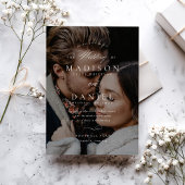 Budget Modern Elegant Script QR Code Foto Bruiloft Kaart