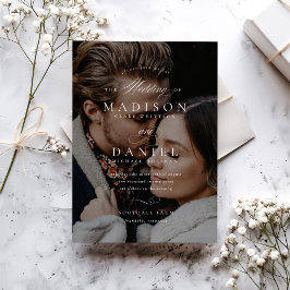 Budget Modern Elegant Script QR Code Foto Bruiloft Kaart