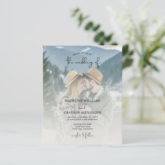 BUDGET Modern Elegant script Two Photo Wedding (Staand voorkant)