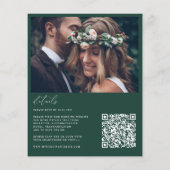 Budget Modern Emerald Green Foto Bruiloft Uitnodig (Achterkant)