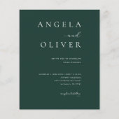 Budget Modern Emerald Green Wedding Invitation (Voorkant)