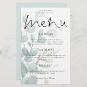 Budget modern Eucalyptus Script Wedding Menu (Voorkant / Achterkant)