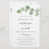 Budget modern Eucalyptus Script Wedding Program (Voorkant / Achterkant)