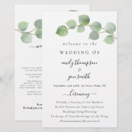 Budget modern Eucalyptus Script Wedding Program