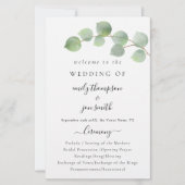 Budget modern Eucalyptus Script Wedding Program (Voorkant)