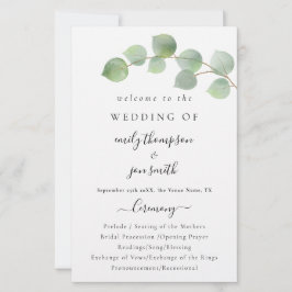 Budget modern Eucalyptus Script Wedding Program