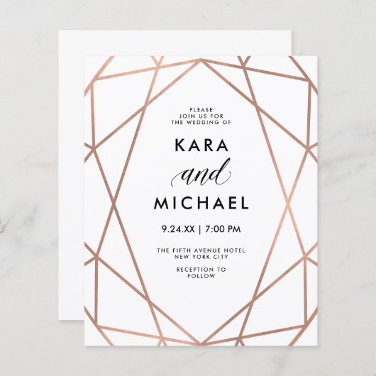 BUDGET Modern Faux Roos Gold Weddenschap (Voorkant / Achterkant)