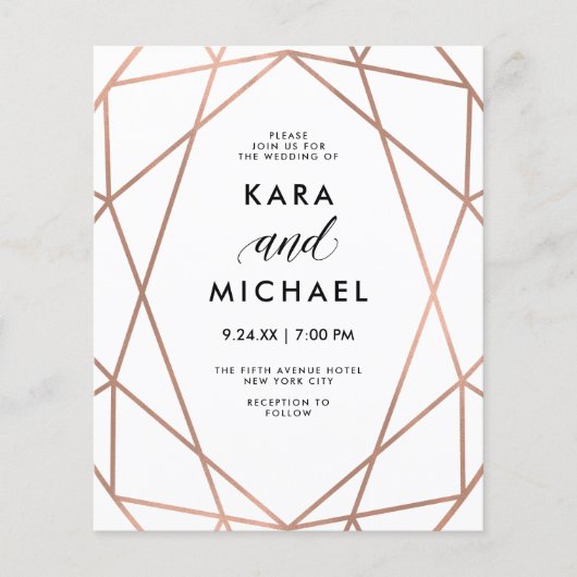 BUDGET Modern Faux Roos Gold Weddenschap (Voorkant)