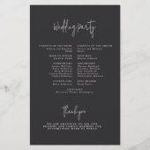 Budget Modern Flat Black Monogram Trouwprogramma Flyer (Achterkant)