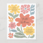 Budget Modern Flowers Illustrated Baby shower (Voorkant)