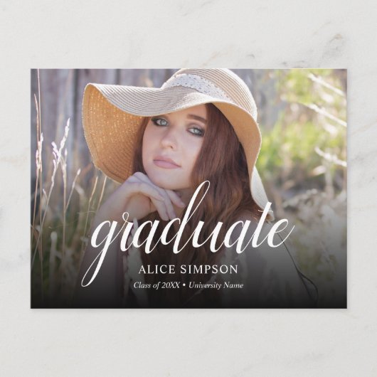 Budget Modern Foto Afstuderen Aankondigingskaart (Voorkant)