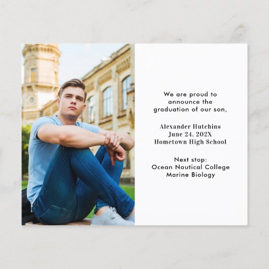 Budget Modern Foto Collage Afstuderen Aankondiging (Achterkant)