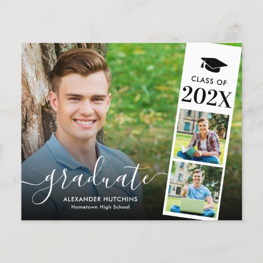 Budget Modern Foto Collage Afstuderen Aankondiging (Voorkant)