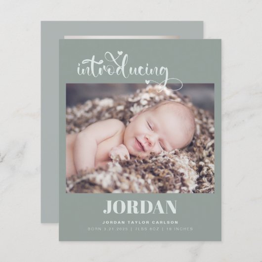 Budget Modern Foto Collage Geboorteaankondiging (Voorkant / Achterkant)