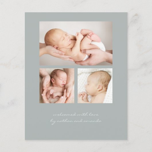 Budget Modern Foto Collage Geboorteaankondiging (Achterkant)