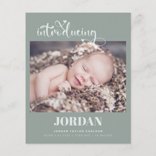 Budget Modern Foto Collage Geboorteaankondiging (Voorkant)