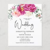 Budget Modern Fuchsia Roze Bloemen QR Code Huwelij (Voorkant)