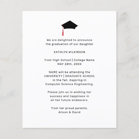 BUDGET Modern Fun Script Afstuderen BBQ Uitnodigin (Achterkant)