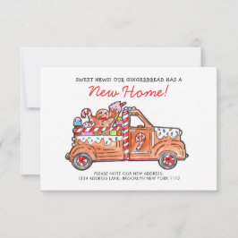 BUDGET Modern Gingerbread Truck Sweet News Moving Notitiekaartje