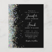 Budget Modern Glitter Zwart Bruiloft Uitnodiging (Voorkant)