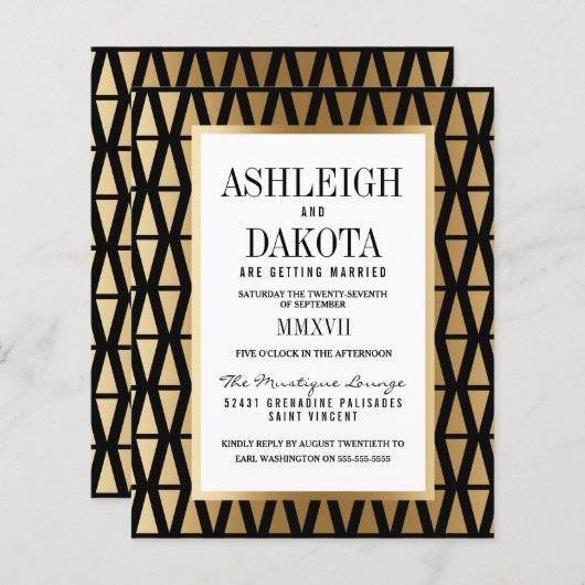 Budget Modern Gold & Black Geometric Wedding (Voorkant / Achterkant)