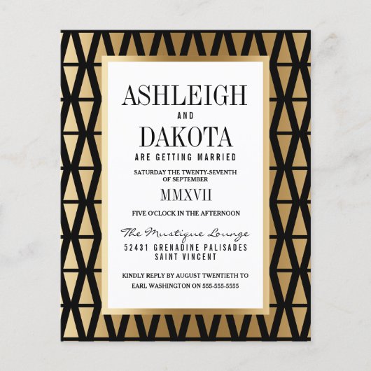 Budget Modern Gold & Black Geometric Wedding (Voorkant)