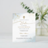 Budget Modern Gold Cross Boy Baptism Bautizo Blue (Staand voorkant)