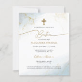 Budget Modern Gold Cross Boy Baptism Bautizo Blue (Voorkant)