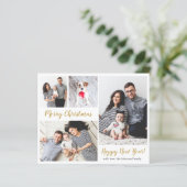 Budget Modern Goud Script 5 Foto Kerst Kaarten (Staand voorkant)
