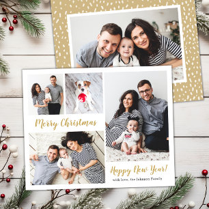 Budget Modern Goud Script 5 Foto Kerst Kaarten