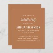 Budget Modern Graduation Party Terracotta Uitnodig (Voorkant / Achterkant)