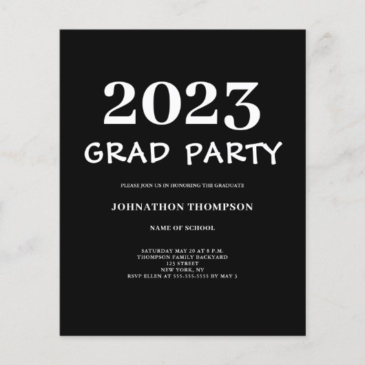 Budget Modern Gradun Party Invitation Flyer (Voorkant)