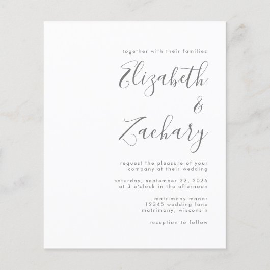 Budget Modern Gray Script Weddenschap (Voorkant)