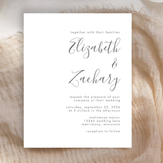 Budget Modern Gray Script Weddenschap