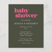 Budget Modern Groovy Roze Groen Baby shower Uitnod (Voorkant)