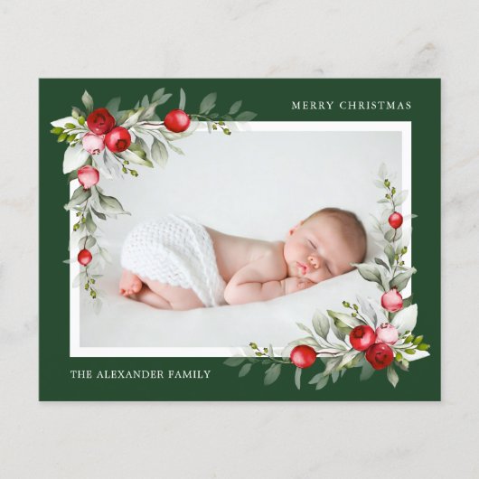 Budget Modern Holly Berry Greenery Flyer (Voorkant)