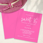 Budget Modern Hot Pink Sweet 16 Verjaardag Uitnodi<br><div class="desc">Een waar voor je geld BUDGET alternatief op een kleiner formaat 4, 5 x 5, 6" semi-glans 110lbs gewicht, dat is van vergelijkbare dikte als een briefkaart (echter is niet geschikt om te gebruiken als een briefkaart.). LET OP: er is ÉÉN uitnodiging per blad. Budget Modern Hot Pink Sweet 16...</div>