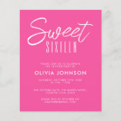 BUDGET Modern Hot Pink Sweet Zestien 16e verjaarda (Voorkant)