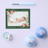 Budget Modern Hulstbes Greenery Foto Kerstmis Flyer (Enkel)