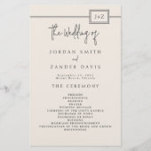 Budget Modern Ivoor Monogram Trouwprogramma Flyer (Voorkant)