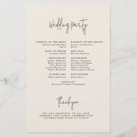 Budget Modern Ivoor Monogram Trouwprogramma Flyer (Achterkant)