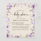 Budget Modern Lavender Baby shower Uitnodiging (Voorkant)