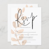Budget Modern Leaves Script Wedding RSVP (Voorkant / Achterkant)